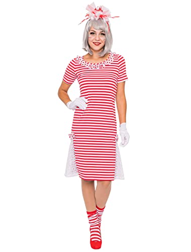 Deiters Ringelkleid mit Spitze rot/weiß 3XL von Deiters