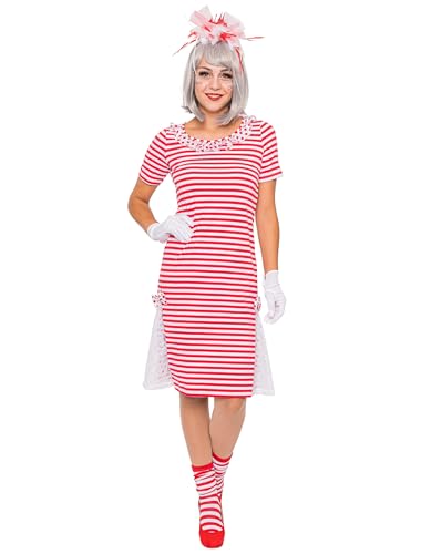 Deiters Ringelkleid mit Spitze Damen rot/weiß XL von Deiters