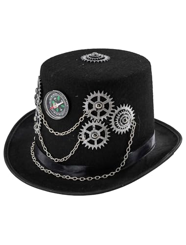 Deiters Zylinder Steampunk mit Zahnrädern schwarz one Size von Deiters