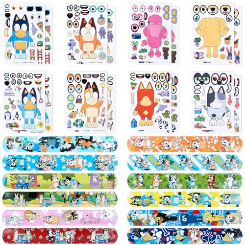 24PCS Blue Party Mitgebsel, Kindergeburtstag Mitgebsel mit 16 DIY Sticker 12 Klatschen Armband, Mitgebsel Geburtstag Deko für Jungen Mädchen von Dekewe