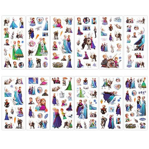 Dekewe 3D Elsa Sticker,12 Frozen Sticker Kawaii Sticker, Wasserfester Vinyl Aufkleber für Laptop Scrapbook Skateboard Motorrad von Dekewe