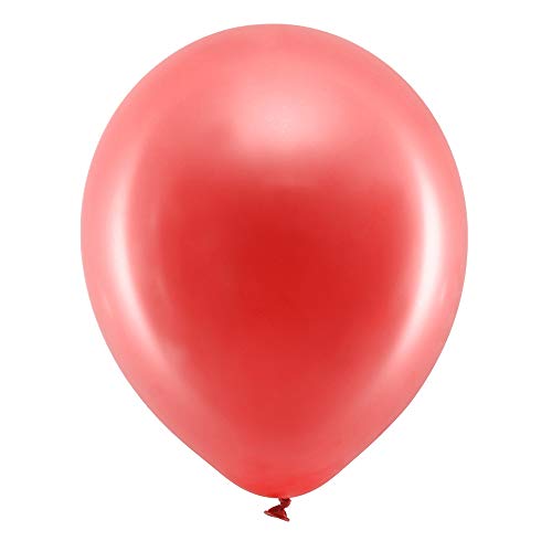 100 Stück Rainbow Luftballons Metallic in Rot 23cm Partyzubehör Ballons von DekoHaus