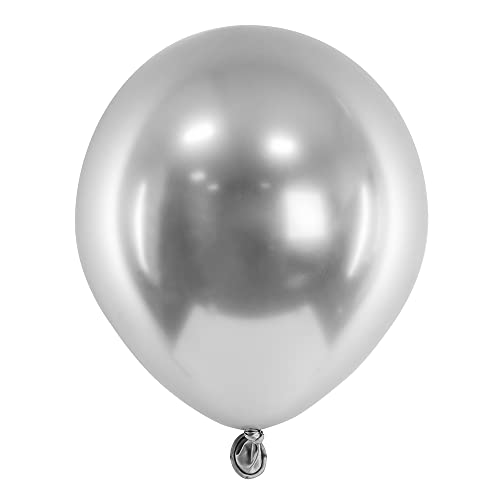 50 Stück Glossy Luftballons in Silber 12cm Chrom-Ballons von DekoHaus