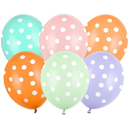 6 Stück Strong Luftballons Set Punkte 30cm Partyzubehör von DekoHaus