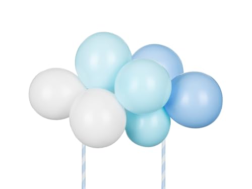 Ballon-Topper für Kuchen, blau, Set mit 10 Ballons, 2 Strohhalmen und 6 Klebestreifen, 29 cm hoch von DekoHaus