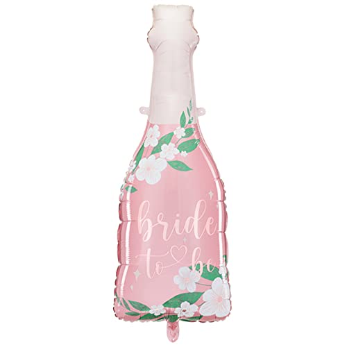 Folienballon Flasche mit Blumen und Aufschrift Bride to be 36x98cm Partyballons von DekoHaus