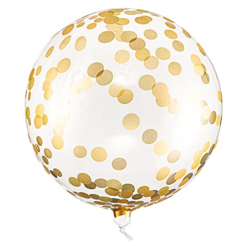 Folienballon Kugel Transparent mit goldenem Punktmuster 40cm Partyzubehör von DekoHaus