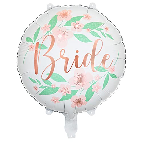 Folienballon in Weiß mit Blumen und Aufschrift Bride 35cm Partyballons von DekoHaus