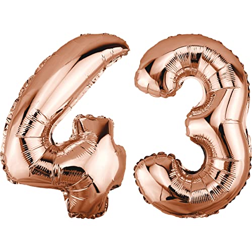 DekoRex Folienballon Rosegold 40cm Geburtstag Jubiläum Hochzeit Deko (Zahl 43) von DekoRex