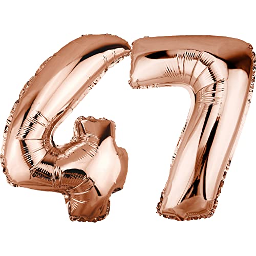 DekoRex Folienballon Rosegold 40cm Geburtstag Jubiläum Hochzeit Deko (Zahl 47) von DekoRex