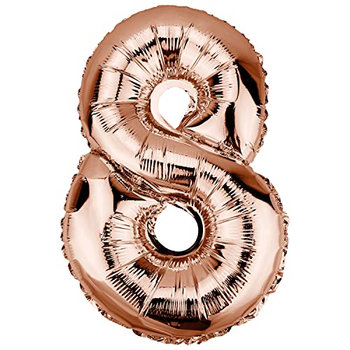 DekoRex Folienballon Rosegold 40cm Geburtstag Jubiläum Hochzeit Deko (Zahl 8) von DekoRex