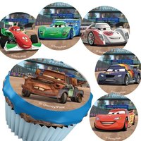 Muffinaufleger mit Rennautos 12er, flexibles Zuckerblatt für Carsparty von Dekoback GmbH