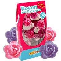 Oblaten Rosen rosa/lila, 8 Rosen-Dekore für Tortendeko aus Esspapier von Dekoback GmbH