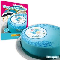 Tortenauflage "Happy Birthday" in blau, Oblate, 12cm von Dekoback GmbH