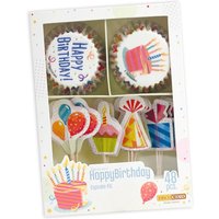 Muffindeko-Set "Happy Birthday", Förmchen und Picker, 48-teilig von Dekoback