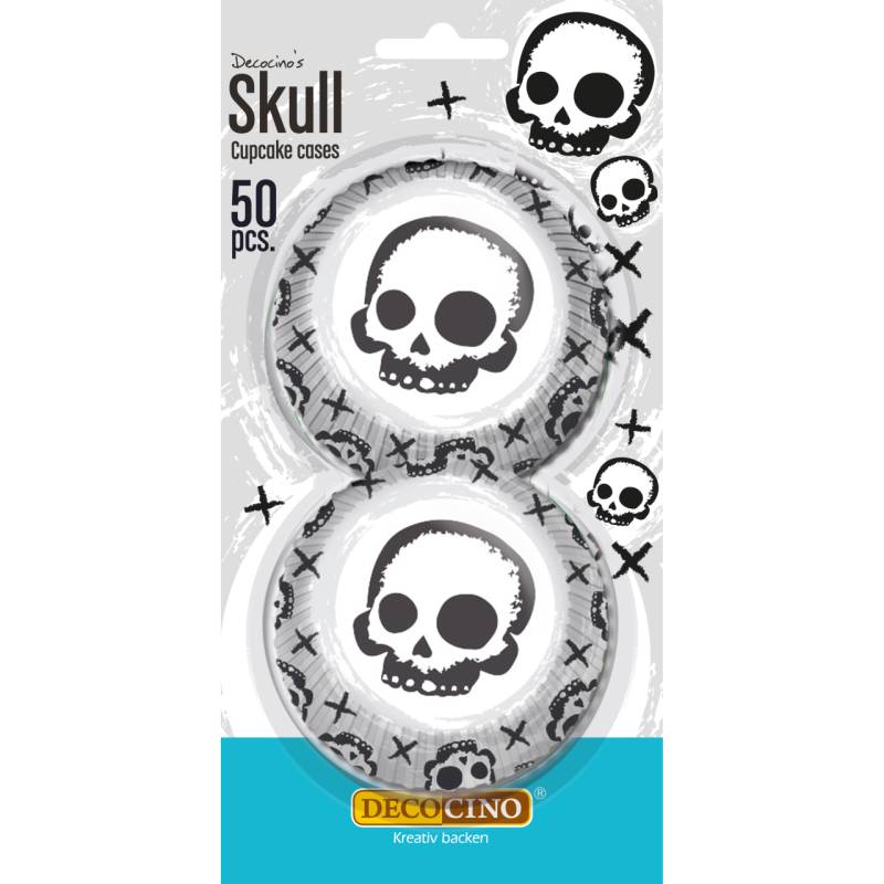 Muffinförmchen Skull, 50 Stück - Muffinförmchen Totenkopf von Dekoback