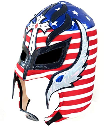 Del Mex Lucha Libre Erwachsene Luchador Mexikanische Wrestling-Maske Kostüm, Rey Mysterio (Rot, Weiß, Blau), Einheitsgr��e von Del Mex