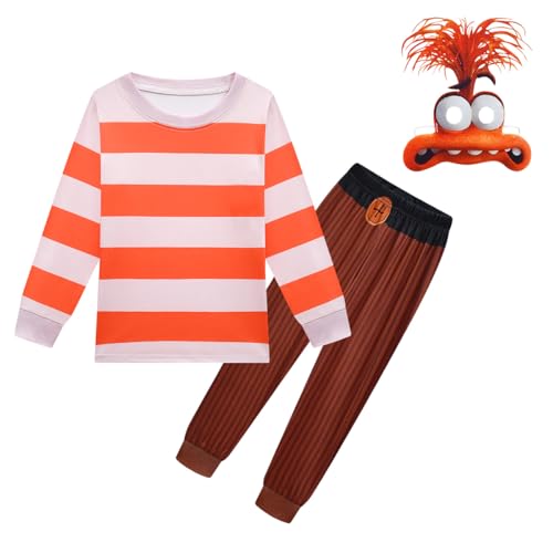 Delanhon Kinder-Angst-Pyjama-Set mit Maske, Cosplay, für Jungen und Mädchen, Kostüm-Set, 3–10 Jahre (150, Orange) von Delanhon