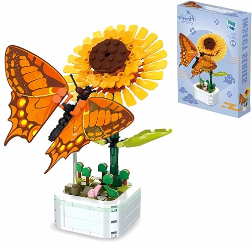 DelightCube Pflanzenbaustein-Set,Blumen Bausteine Set, 201 Klemmbausteine Mini Blocks Topfpflanze Bausatz, DIY Bauspielzeugsets Bouquet Baustein, Für für Erwachsene Kinder Home Decor (103F8) von DelightCube