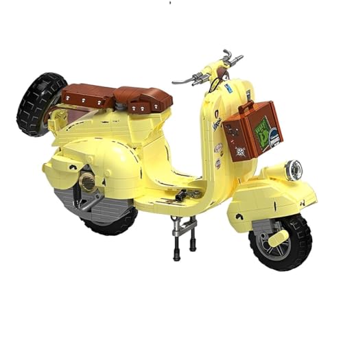 DelightCube Retro Technik Motorrad Bausteine für italienischen Vespa, 637 Klemmbausteine Motorrad Scooter Modellbausatz, Klassiker Roller Bauset Spielzeug Geschenk für Kinder von DelightCube