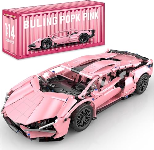 DelightCube Sportwagen-Bausteine Set für Lambo, MOC Rennwagen Bausätze, Supercar Modelle für Kinder Erwachsene, Spielzeug Geschenk Baufahrzeug, kompatibel mit Major Brand Technic (6002pink) von DelightCube