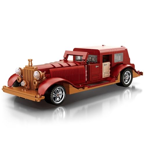 DelightCube Technik Auto Bausteine für Vintage Auto, Automodell Exklusives Sammlermodell Bauset, 865 Klemmbausteine MOC Oldtimer Auto Bausatz Konstruktionsspielzeug von DelightCube