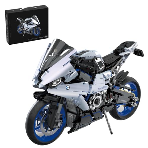 DelightCube Technik Motorrad Baukasten für SR1000, 1:5 Sportwagen MOC Klemmbausteine Supermotorrad Modell für Kinder Erwachsene,1988 Teile Technik Rennen Motorrad Bausteine Bauset von DelightCube