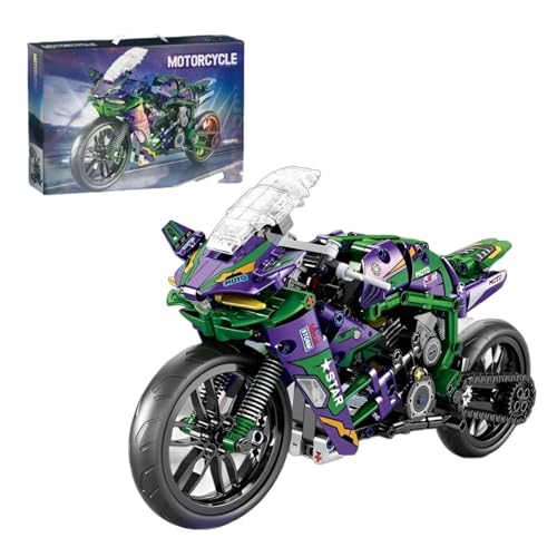 DelightCube Technik Motorrad Bausteine Set, Klemmbausteine Technic Motorrad Modellbausatz, MOC Supermotorrad Bauset Spielzeug Geschenk für Kinder Erwachsene (47111) von DelightCube