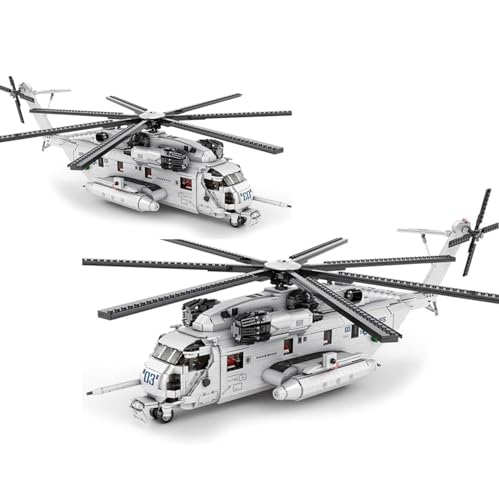 Technik Hubschrauber Bausteine Sets, 1/35 2192 klemmbausteine CH-53E Super Stallion Helikopter Modellbausatz, MOC Militärische Flugzeug Spielzeug für Kinder Erwachsene, Kompatibel mit Großen Marken von DelightCube