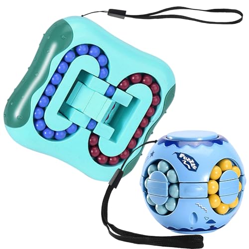 Delsen 2 Stück Magic Beans Puzzle, Magic Beans Set, Rotierender Fingerwürfel Spielzeug, Rotating Finger Cube Spiel, IQ Game Magic Bean, Stressabbau Spielzeug, Geschenk für Kinder ab 3 Jahren von Delsen