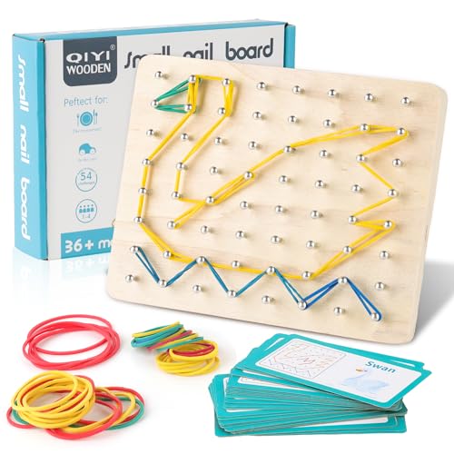 Holz Geoboard für Kinder,Inspirieren die Phantasie,Montessori Spielzeug ab 3 4 5 6 Jahre Geometriebrett Montessori Holz Spielzeug für Kinder Kreatives Geschenk Jungen Mädchen von Delsen