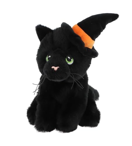 Deluxe Paws Halloween-Plüschtiere – weich, kuschelig, gruselig – 100% recycelte Öko-Teddybären (Schwarze Katze mit Hexenhut) von Deluxe Paws