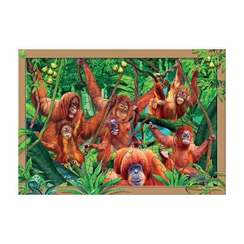 Deluxebase 3D LiveLife Tray Jigsaw Puzzle - Orang-Utan Schwingen. Lentikulares Puzzlespiel des Dschungel-3D mit 40 Stücken! Tray Puzzle Range Originalvorlage genehmigt vom bekannten Künstler, Mic von Deluxebase