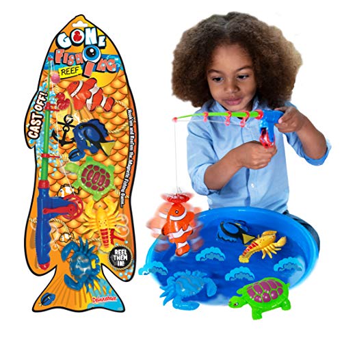 Gone Fishing - Riff aus Deluxebase. Neuheit Angelspiel. Fisch-Themen traditionelles Haken-eine-Ente Stil und lustiges Angelspiel für Kinder und Kleinkinder von Deluxebase