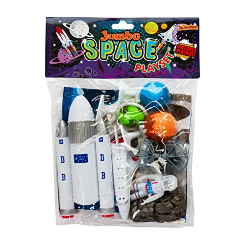 Jumbo Playset - Weltall aus Deluxebase. Große Weltall Spielzeugset. Tasche mit große Weltall Spielzeuge wie Space Shuttle, Rakete und Astronauten. Perfekt Astronomie Spielzeug für Jungen und Mädchen von Deluxebase