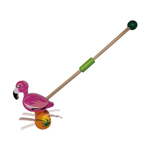 Push-A-Long Pets - Flamingo von Deluxebase Flamingo Push Along Spielzeug für Kinder Umweltfreundliches Holztier Push and Pull Along Toys Great Early Development & Activity Toys and Gifts for Kids von Deluxebase