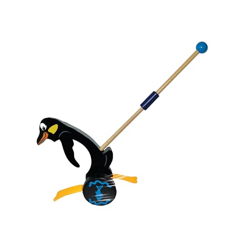 Push-A-Long Pets - Pinguin von Deluxebase Pinguin Push Along Spielzeug für Kinder Umweltfreundliches Holztier Push and Pull Along Toys Great Early Development & Activity Toys and Gifts for Kids von Deluxebase