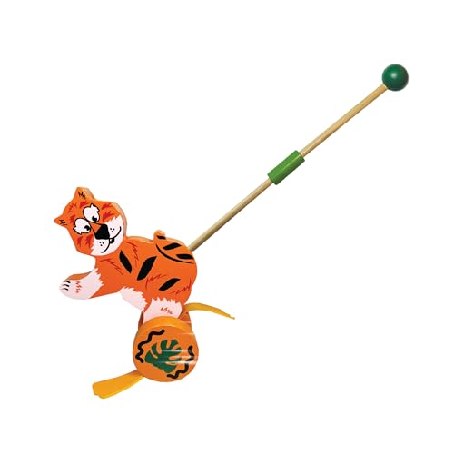 Push-A-Long Pets Tiger von Deluxebase Tiger Push Along Spielzeug für Kinder Umweltfreundliches Holztier Push and Pull Along Toys Great Early Development & Activity Toys and Gifts for Kids von Deluxebase