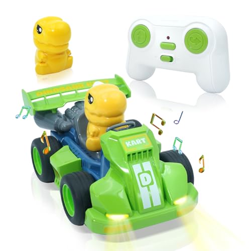 Delycazy Ferngesteuertes Auto ab 2 3 4 5 6 Jahre, Kinder Cartoon Dinosaurier Auto mit Musik und Licht Spielzeug ab 2 3 4 5 6 7 8 Jahre Junge Mädchen Geschenk von Delycazy