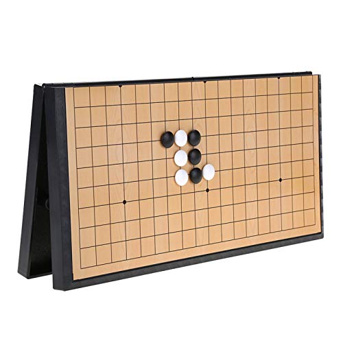 Demeras Go-Spielset Weiqi-Lernspiele mit PVC-Steinen und zusammenklappbarem Go-Schachbrett-Brettspiel mit Strategie für Kinder und Erwachsene von Demeras