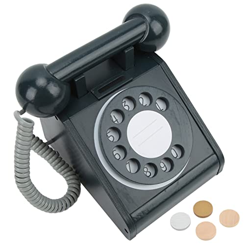 Kinderspielzeug-Retro-Telefon, Lehrmittel, Simulations-Retro-Telefon mit Zifferblatt, Retro-Design, Zum Üben von Kommunikationsfähigkeiten für für Heimgeschenke (Schwarz) von Demeras