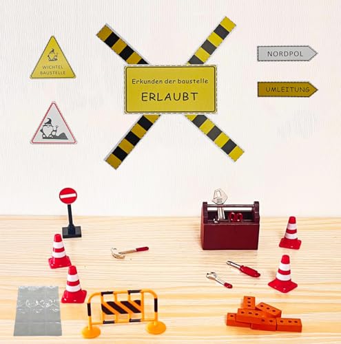 20 Stück Miniatur Wichtel Zubehör Weihnachten, Wichtel Zubehör Baustelle, Weihnachtsdeko Wichtelzubehör für Wichteltür und 1/12 Puppenhaus, DIY Wichtel Baustelle (01) von Demiawaking