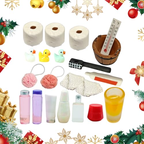 21 Stück Miniatur Wichtel Zubehör Weihnachten, Wichtel Zubehör Baustelle, Weihnachtsdeko Wichtelzubehör für Wichteltür und 1/12 Puppenhaus, DIY Wichtel Baustelle (21Pcs) von Demiawaking