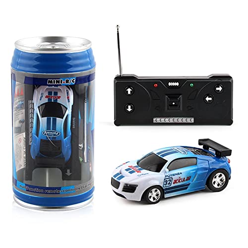 Demiawaking Fernsteuerung Mini RC Auto, batteriebetrieben, Fernbedienung, Autospielzeug mit LED Licht, Micro RC Rennauto Auto mit Straßensperren für Kinder und Jungen ab 3 Jahren Geschenk (Blau) von Demiawaking