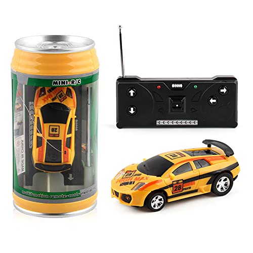 Demiawaking Fernsteuerung Mini RC Auto, batteriebetrieben, Fernbedienung, Autospielzeug mit LED Licht, Micro RC Rennauto Auto mit Straßensperren für Kinder und Jungen ab 3 Jahren Geschenk (Gelb) von Demiawaking