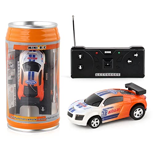 Demiawaking Fernsteuerung Mini RC Auto, batteriebetrieben, Fernbedienung, Autospielzeug mit LED Licht, Micro RC Rennauto Auto mit Straßensperren für Kinder und Jungen ab 3 Jahren Geschenk (Orange) von Demiawaking