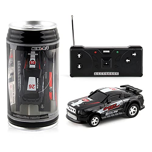 Demiawaking Fernsteuerung Mini RC Auto, batteriebetrieben, Fernbedienung, Autospielzeug mit LED Licht, Micro RC Rennauto Auto mit Straßensperren für Kinder und Jungen ab 3 Jahren Geschenk (Schwarz) von Demiawaking