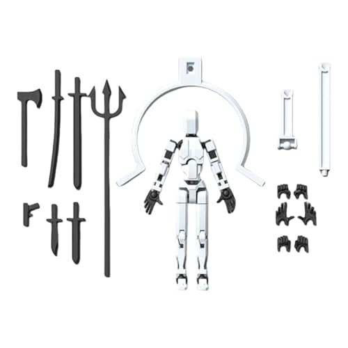 T13 Action Figure, 3 Paar Hände 7 Waffen mit 1 verstellbare Basis, 3D-Druck von Beweglichen Figuren mit Mehreren Gelenken, Dummy 13 Roboter-Actionfigur zusammengebaut (A) von Demiawaking