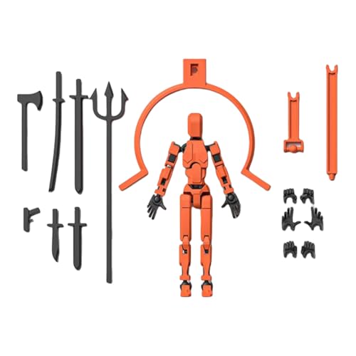 T13 Action Figure, 3 Paar Hände 7 Waffen mit 1 verstellbare Basis, 3D-Druck von Beweglichen Figuren mit Mehreren Gelenken, Dummy 13 Roboter-Actionfigur zusammengebaut (D) von Demiawaking