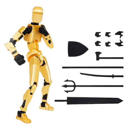 T13 Action Figure, Mit 3 Paar Hände 6 Waffen, 20cm 3D-Druck von Beweglichen Figuren mit Mehreren Gelenken, Dummy T13 Roboter-Actionfigur (B) von Demiawaking